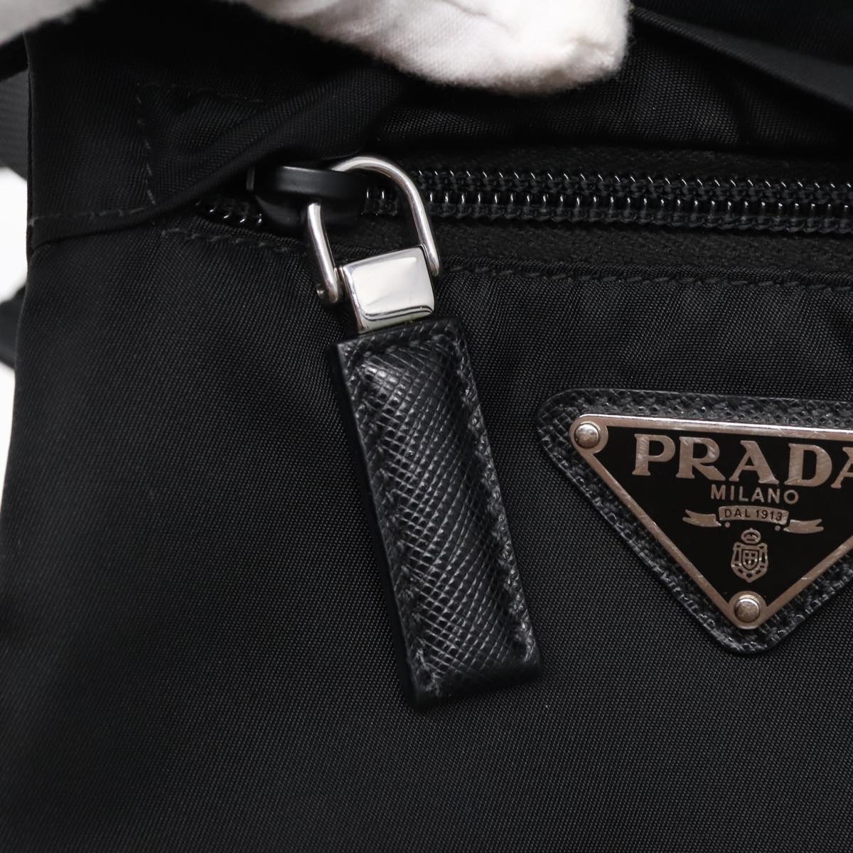 Prada Triangle Logo Black Synthetic Bag