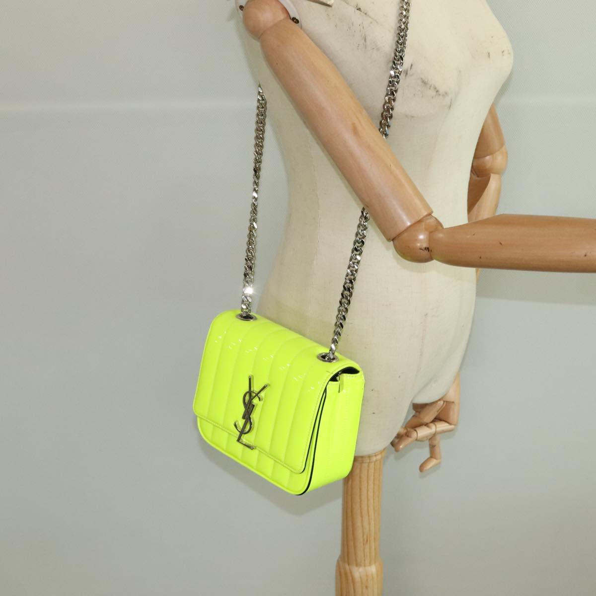 Saint Laurent Vicky Green Patent Leather Bag