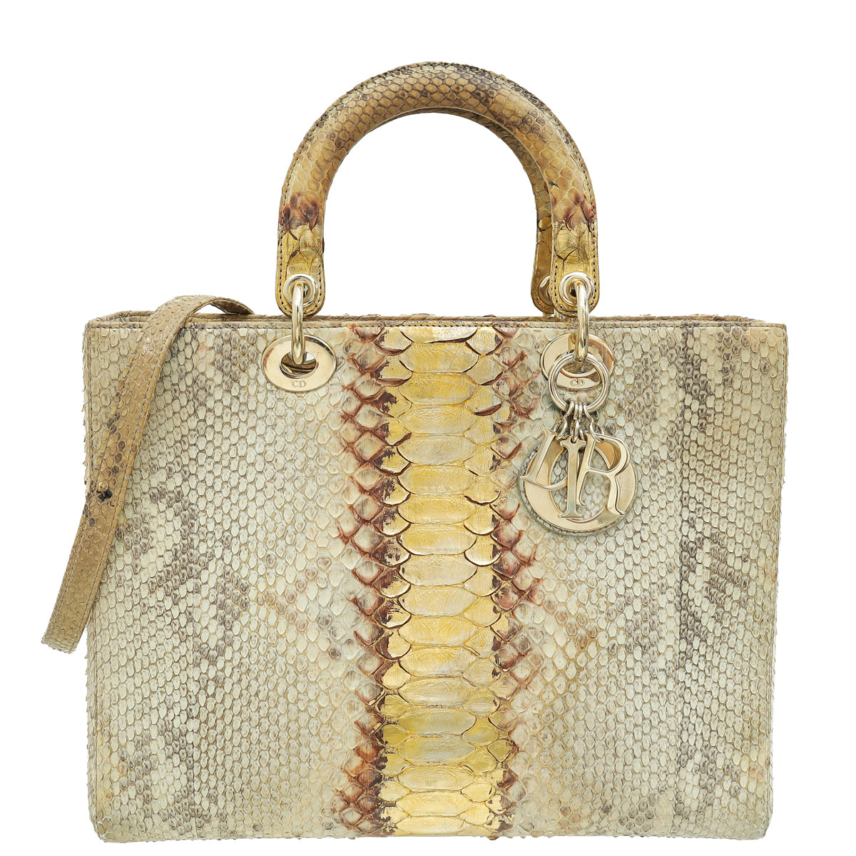 Christian Dior Bicolor Python Lady Dior Large Bag