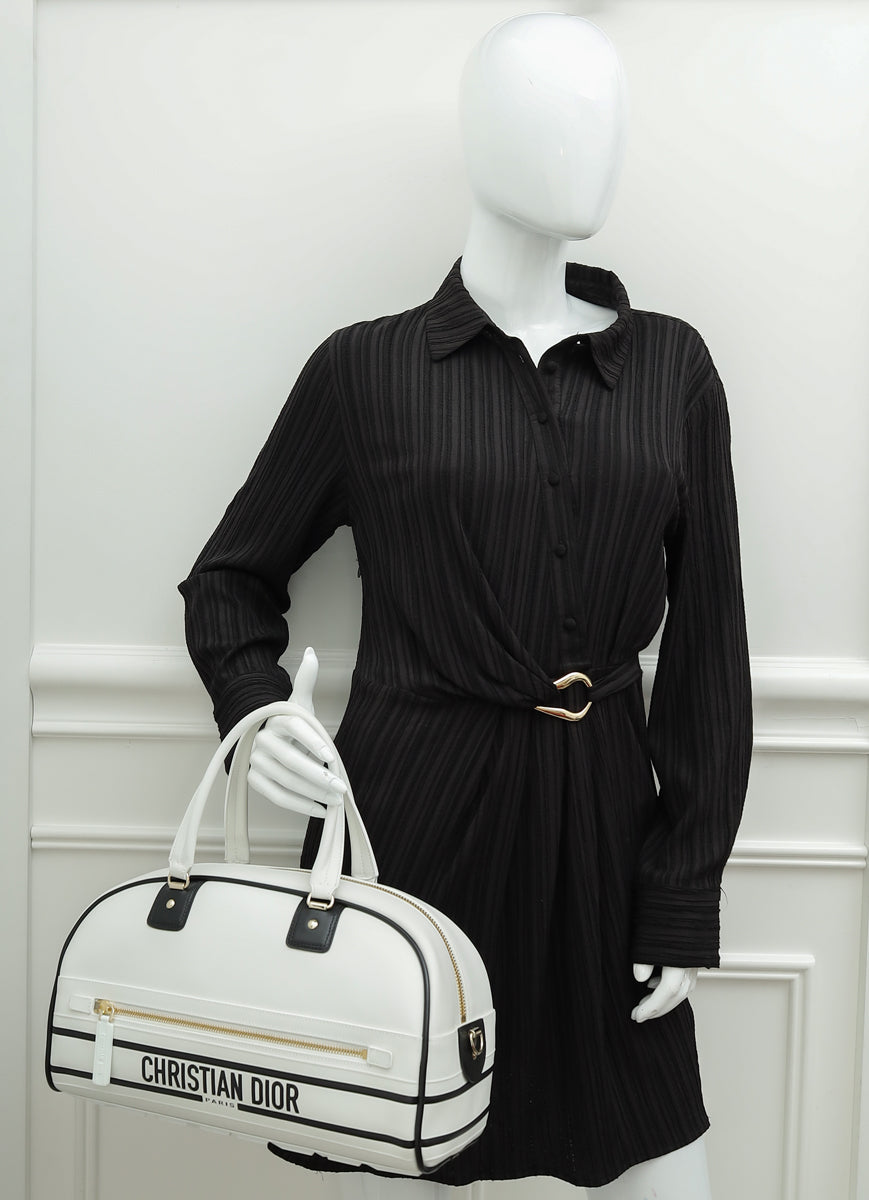 Christian Dior Bicolor Vibe Zip Medium Bowling Bag