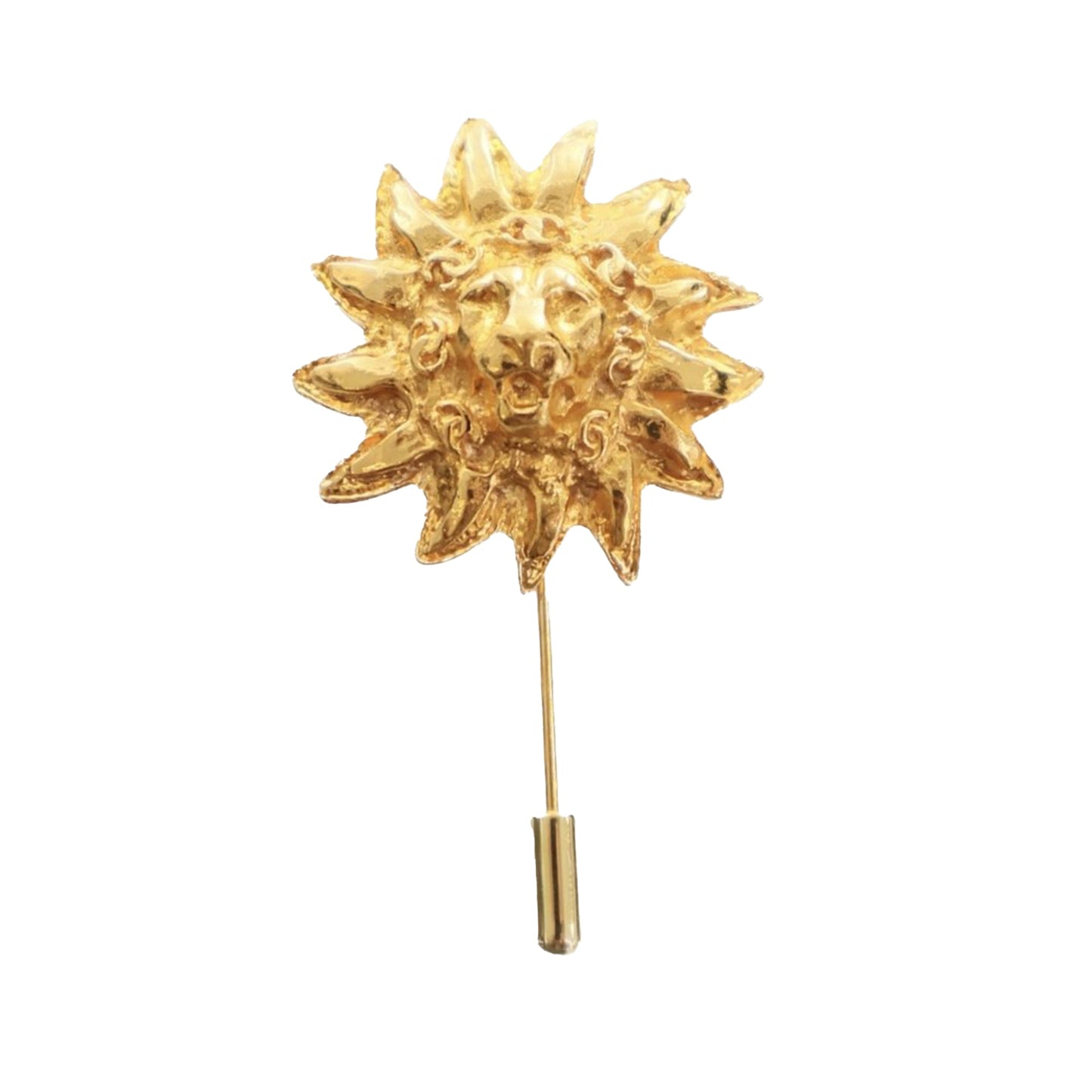 Chanel Gold Plated Lion Head Pin Brooch