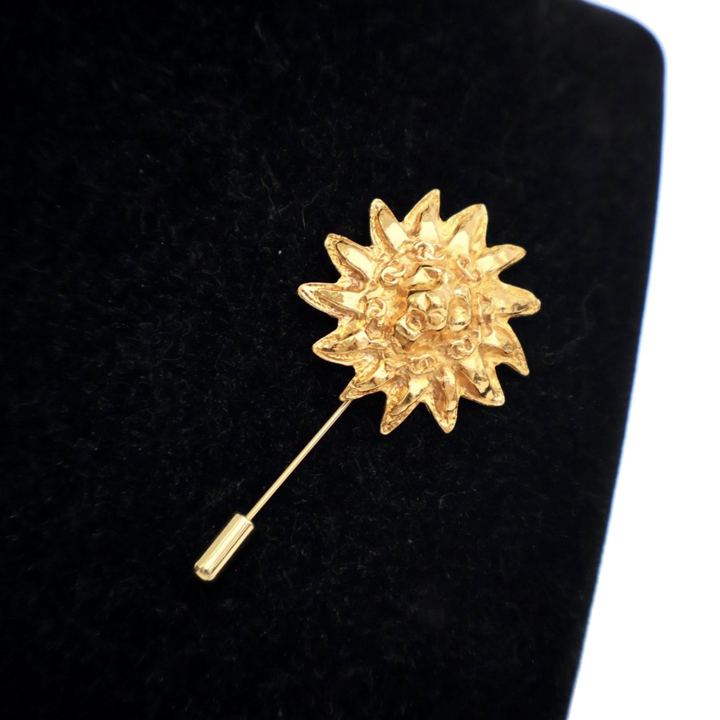 Chanel Gold Plated Lion Head Pin Brooch