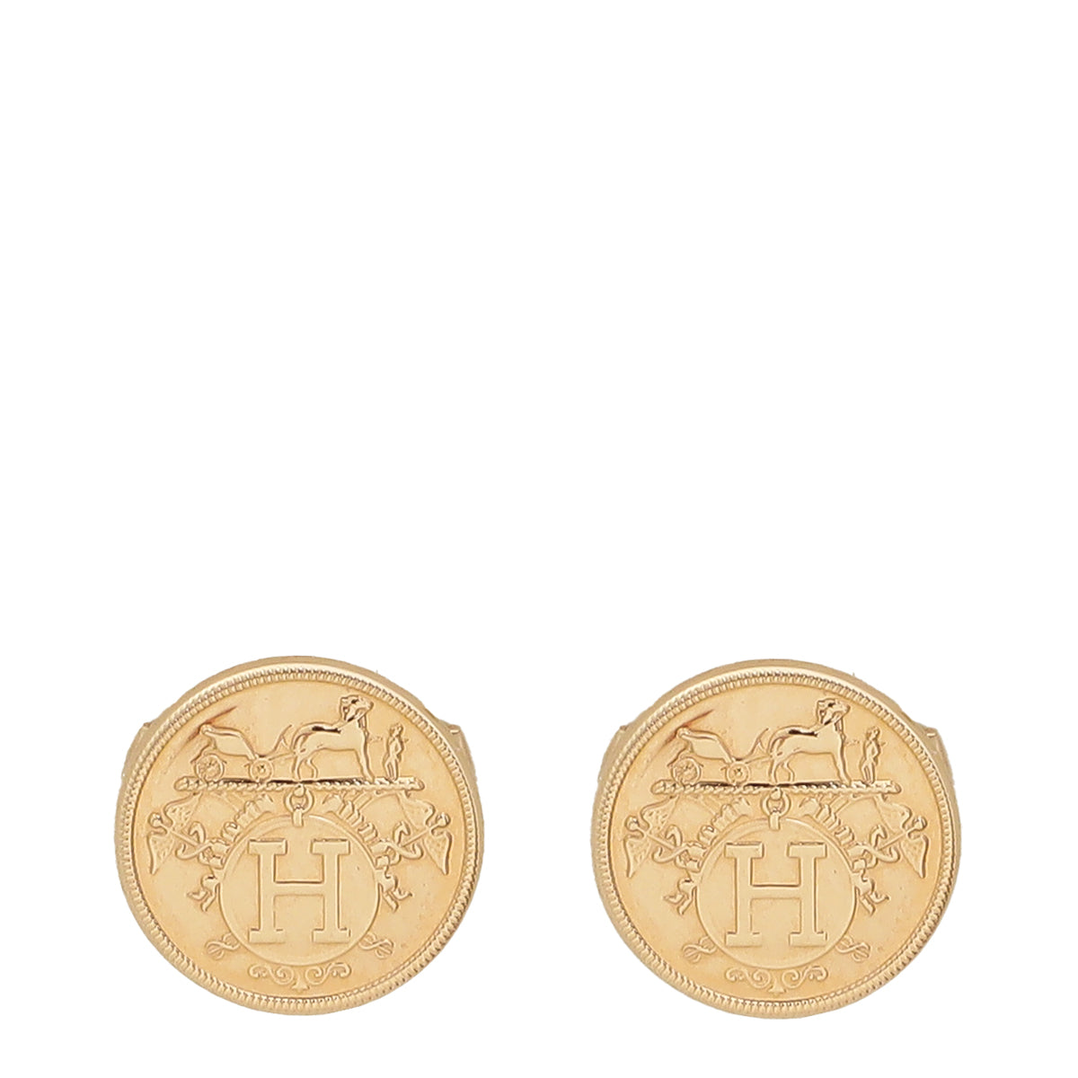 Hermes 18K Rose Gold Ex-Libris New Small Model Earrings
