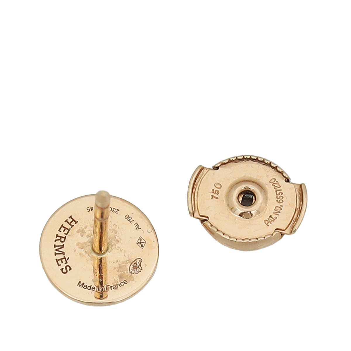Hermes 18K Rose Gold Ex-Libris New Small Model Earrings