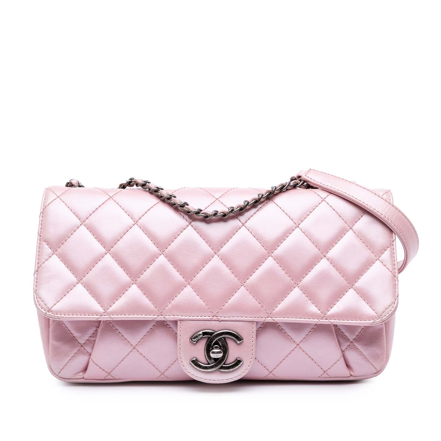 Chanel Medium CC Quilted Metallic Calfskin Coco Pleats Flap