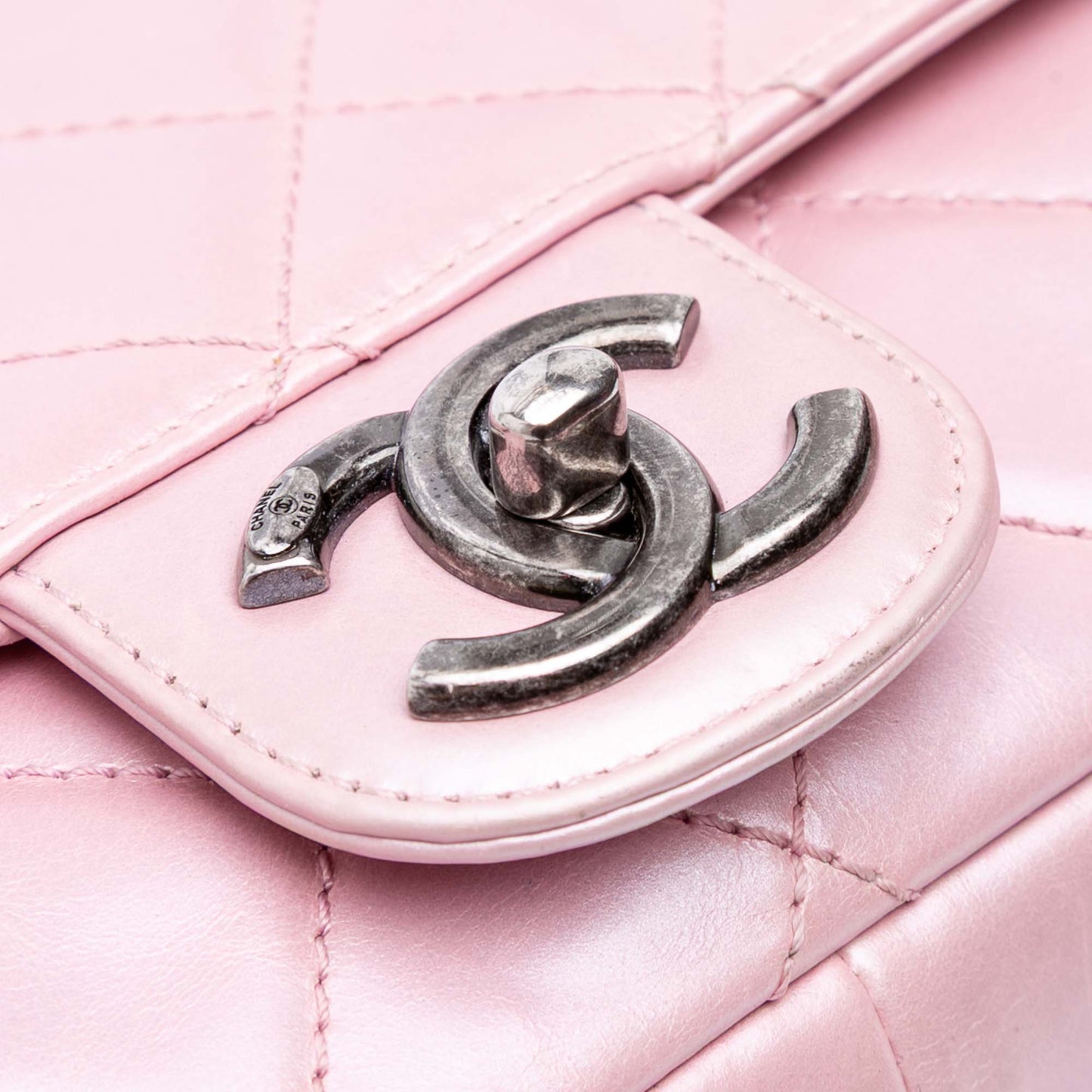 Chanel Medium CC Quilted Metallic Calfskin Coco Pleats Flap