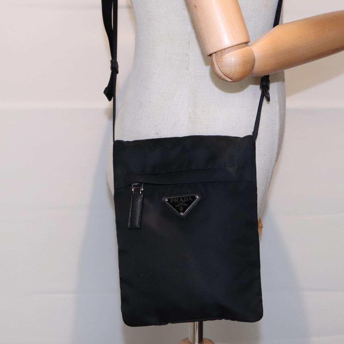Prada Triangle Logo Black Synthetic Bag