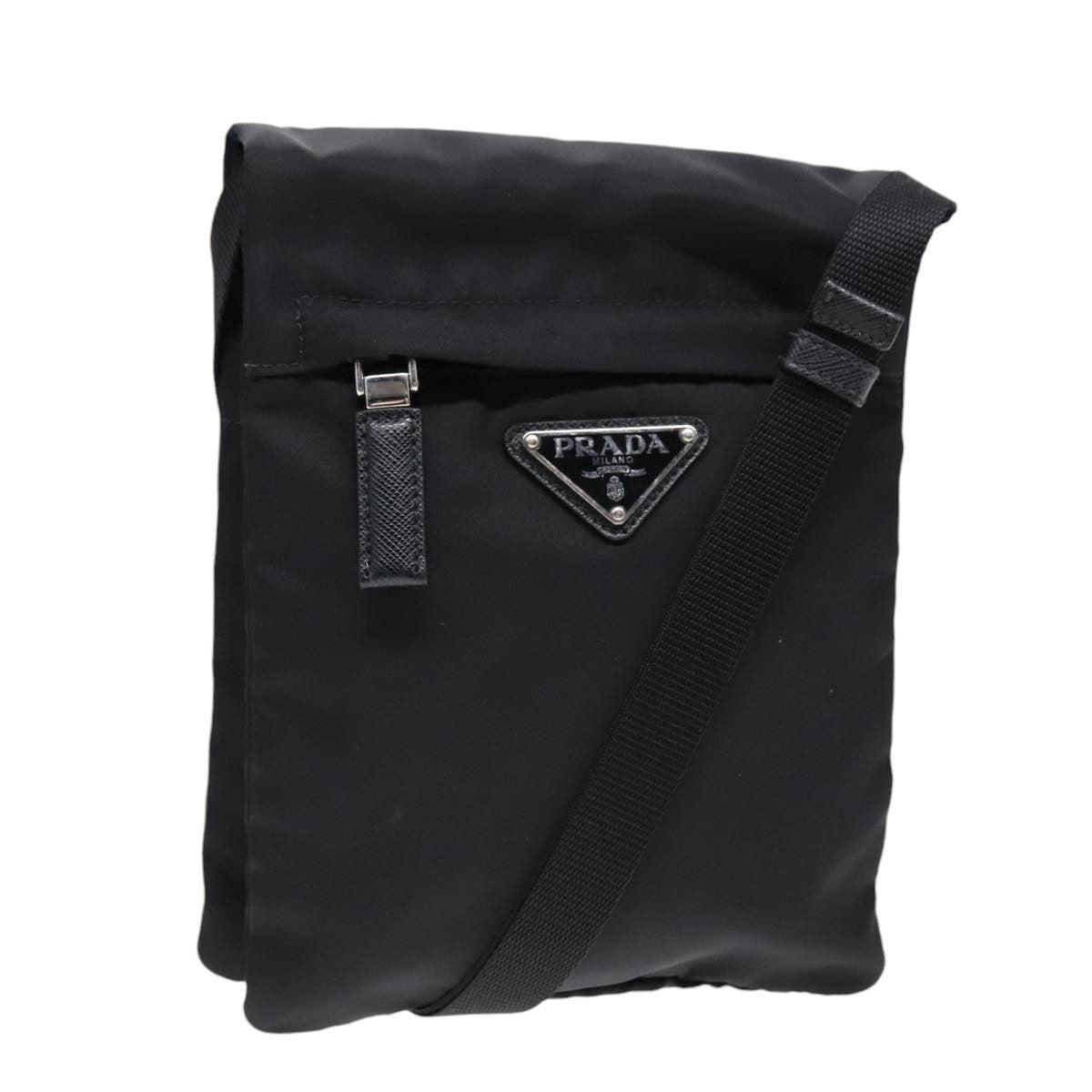 Prada Triangle Logo Black Synthetic Bag