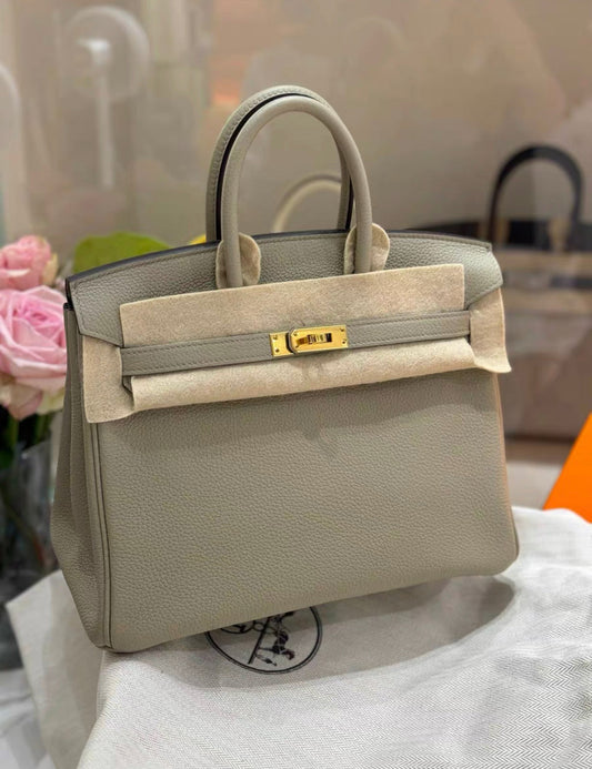 Hermes Birkin 25 Togo leather in Gris Neve - Grey with Gold Hardware