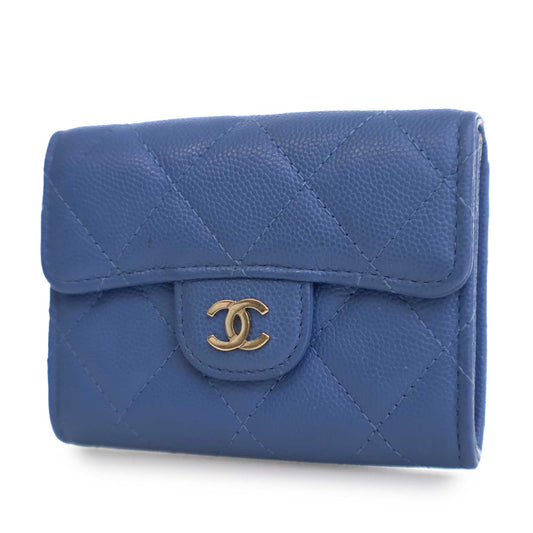 Chanel CC Quilted Caviar Flap Card Holder