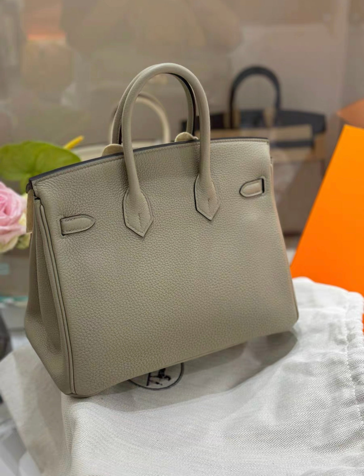 Hermes Birkin 25 Togo leather in Gris Neve - Grey with Gold Hardware