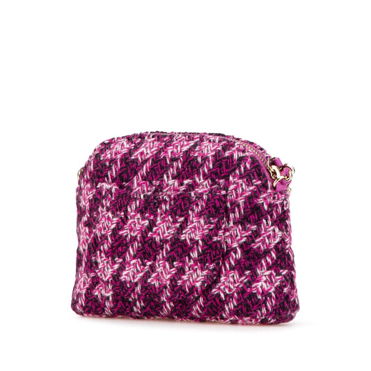 Chanel CC Tweed Houndstooth Clutch On Chain