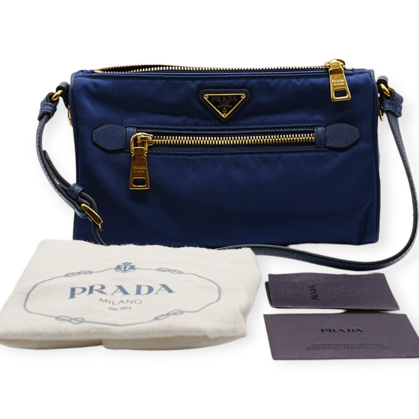 Prada Blue Nylon Shoulder Bag - '10s