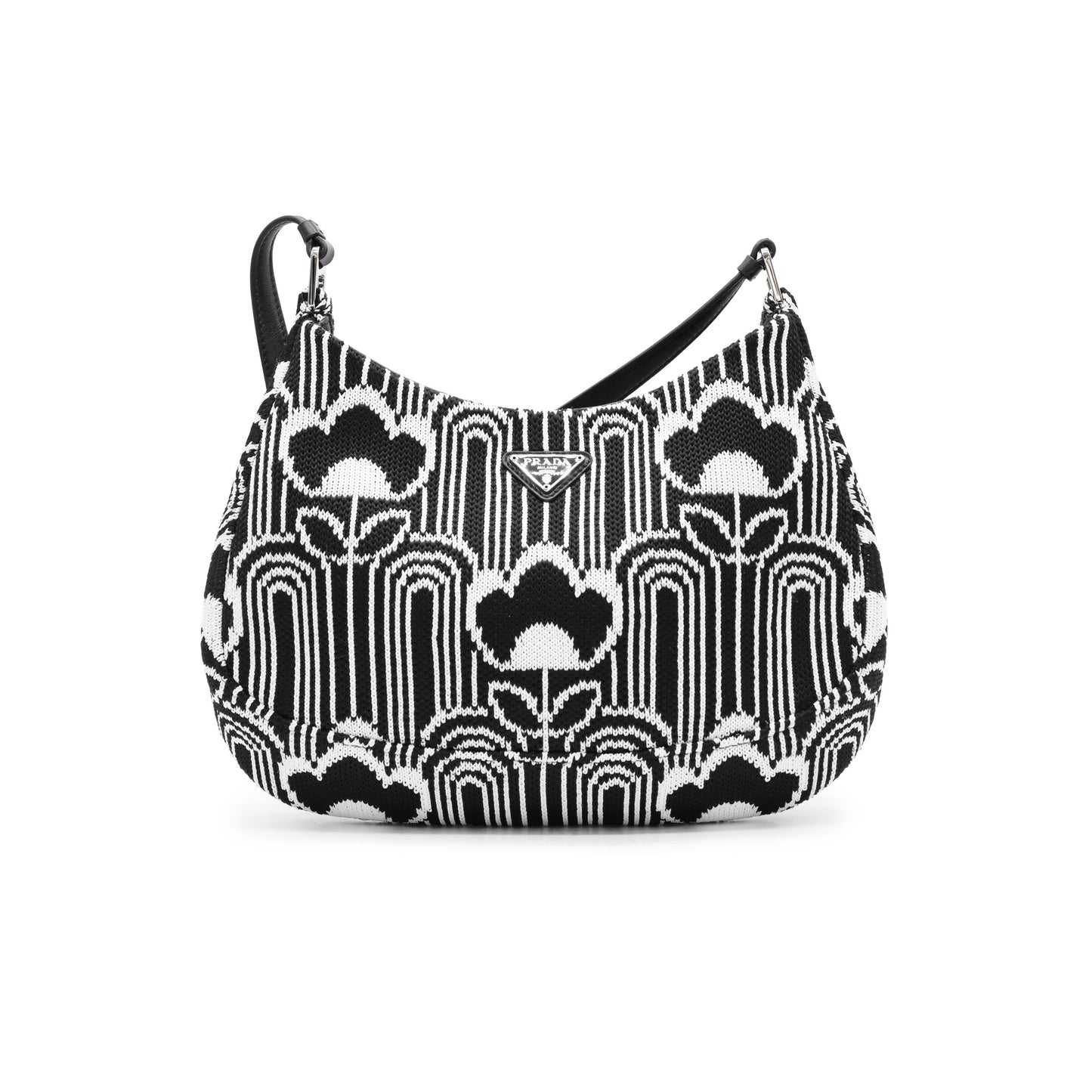Prada Black/White Jacquard Knit Cleo Bag - '20s
