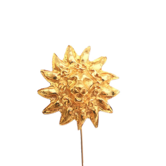 Chanel Gold Plated Lion Head Pin Brooch