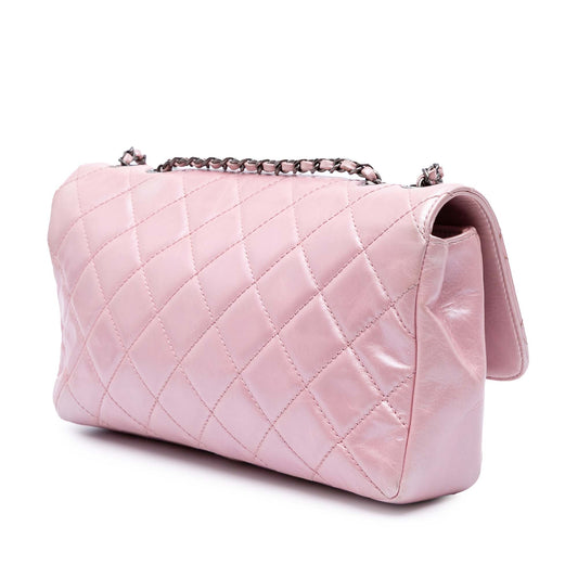 Chanel Medium CC Quilted Metallic Calfskin Coco Pleats Flap